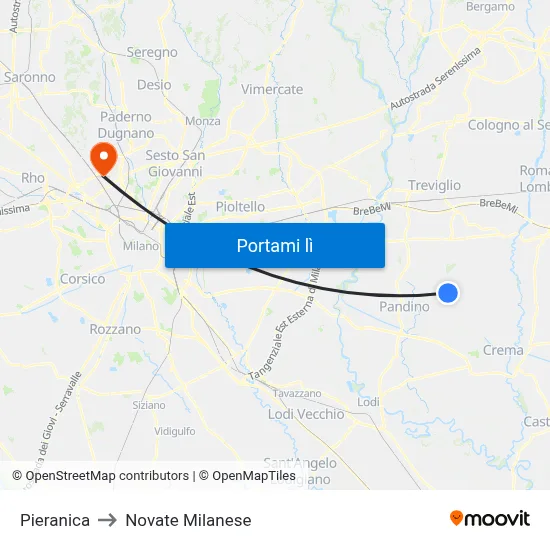 Pieranica to Novate Milanese map