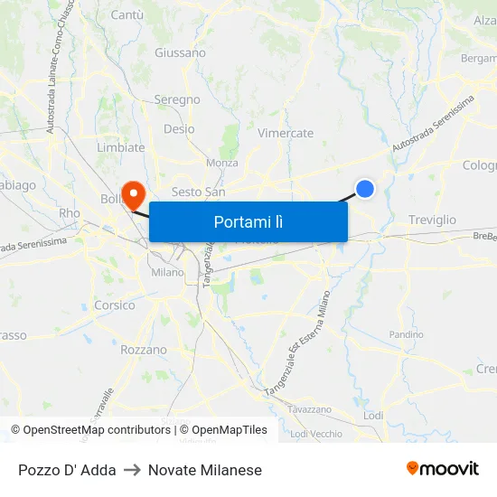Pozzo D' Adda to Novate Milanese map