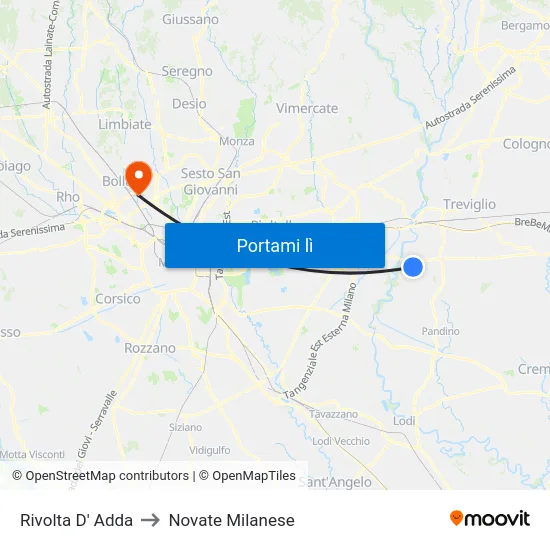 Rivolta D' Adda to Novate Milanese map
