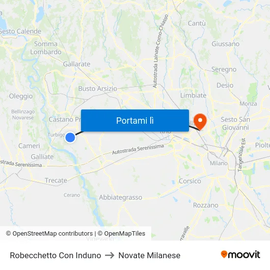 Robecchetto Con Induno to Novate Milanese map