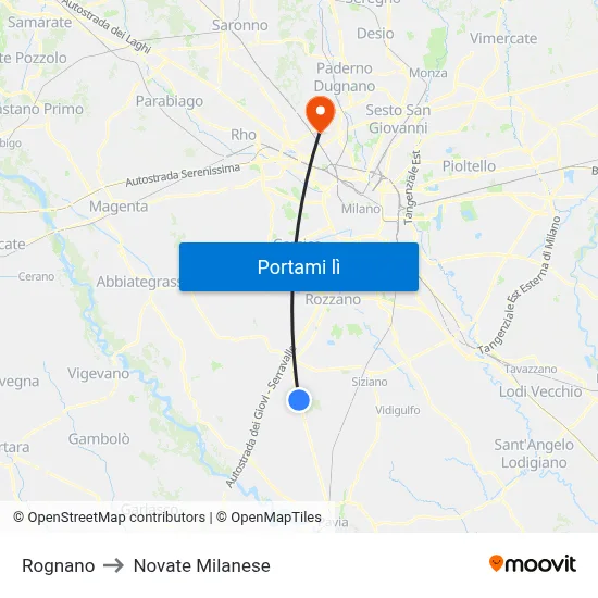 Rognano to Novate Milanese map