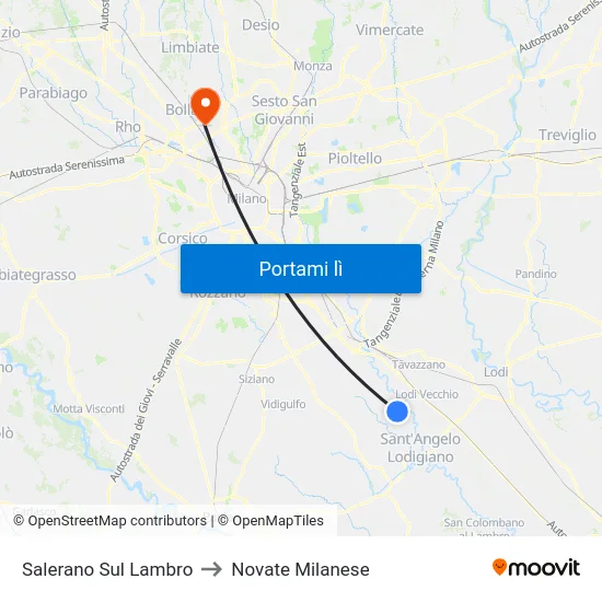 Salerano Sul Lambro to Novate Milanese map