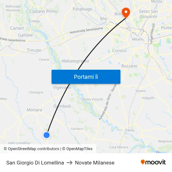 San Giorgio Di Lomellina to Novate Milanese map