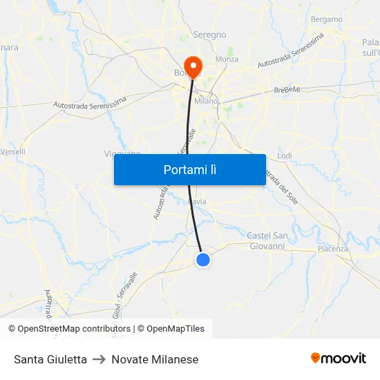 Santa Giuletta to Novate Milanese map