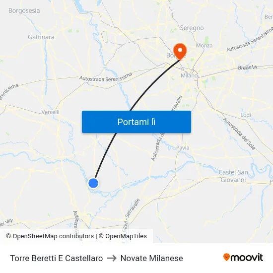 Torre Beretti E Castellaro to Novate Milanese map