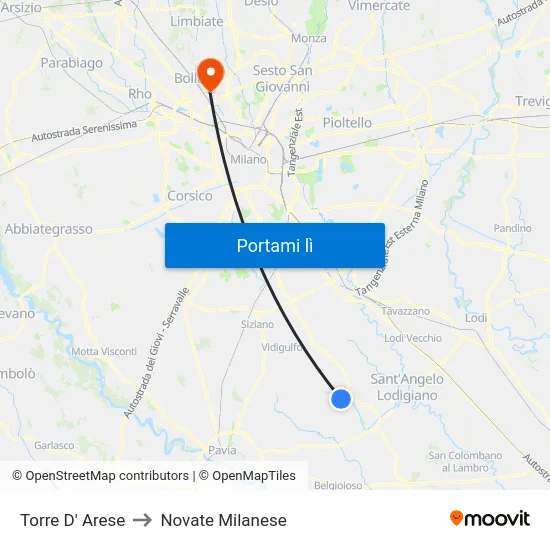 Torre D' Arese to Novate Milanese map