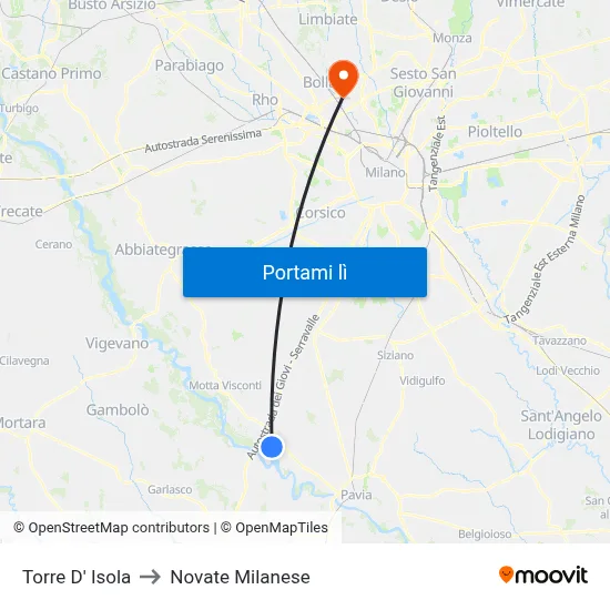 Torre D' Isola to Novate Milanese map