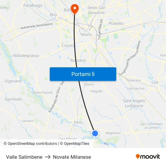 Valle Salimbene to Novate Milanese map