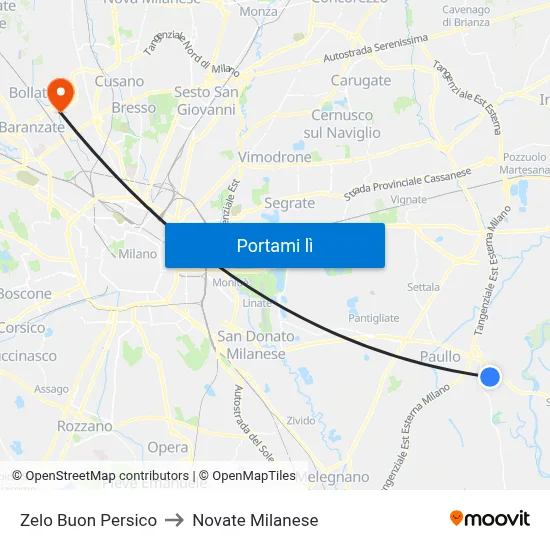 Zelo Buon Persico to Novate Milanese map