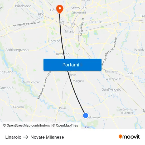 Linarolo to Novate Milanese map