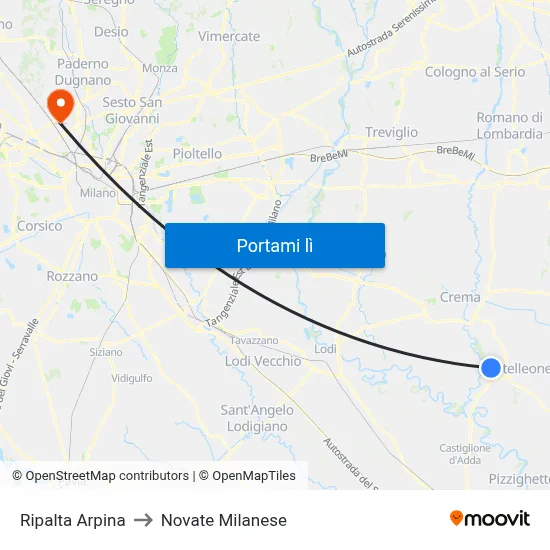 Ripalta Arpina to Novate Milanese map