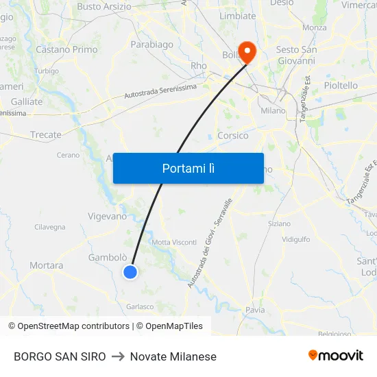 BORGO SAN SIRO to Novate Milanese map
