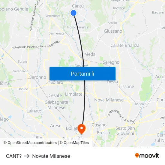 CANT? to Novate Milanese map