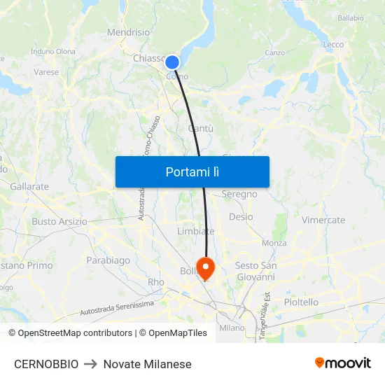 CERNOBBIO to Novate Milanese map