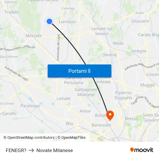 FENEGR? to Novate Milanese map