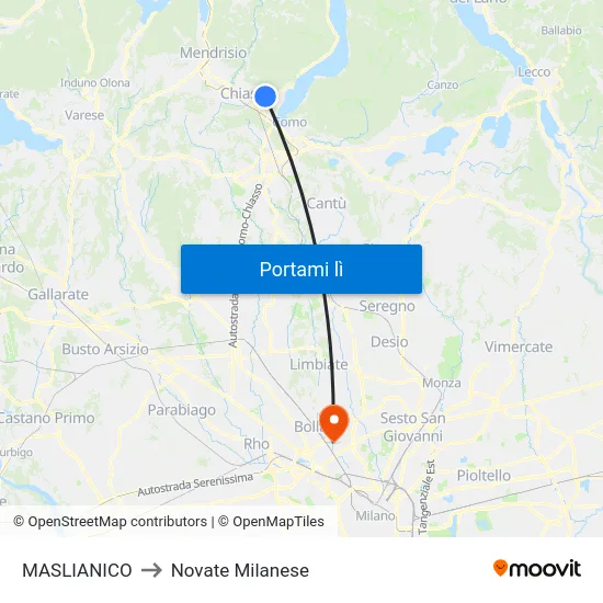 MASLIANICO to Novate Milanese map