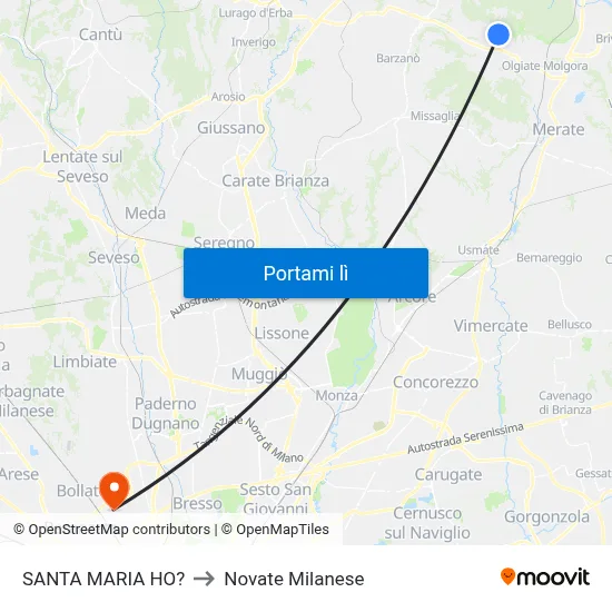 SANTA MARIA HO? to Novate Milanese map