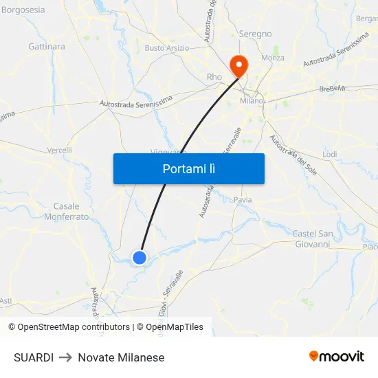 SUARDI to Novate Milanese map