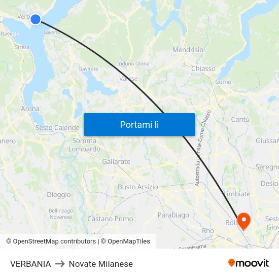 VERBANIA to Novate Milanese map