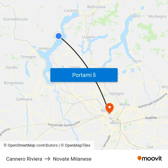 Cannero Riviera to Novate Milanese map