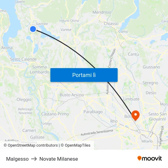 Malgesso to Novate Milanese map