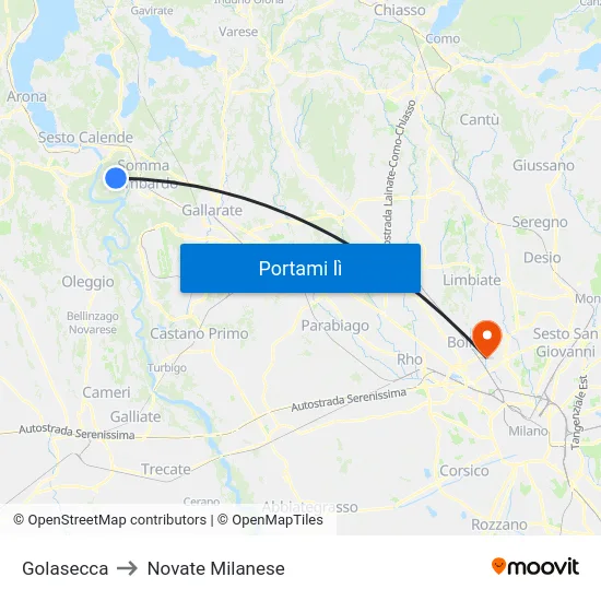 Golasecca to Novate Milanese map