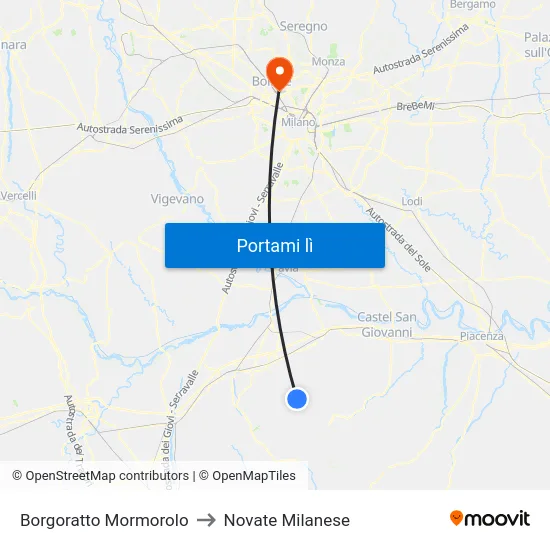 Borgoratto Mormorolo to Novate Milanese map