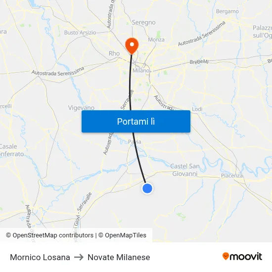 Mornico Losana to Novate Milanese map