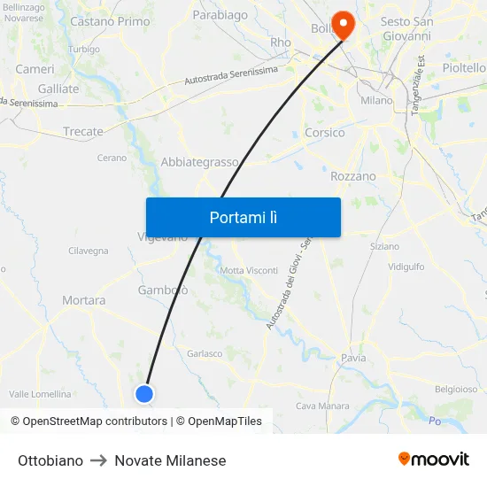 Ottobiano to Novate Milanese map