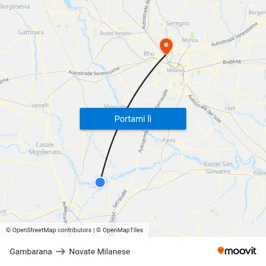 Gambarana to Novate Milanese map