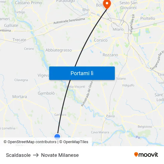 Scaldasole to Novate Milanese map