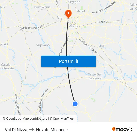 Val Di Nizza to Novate Milanese map