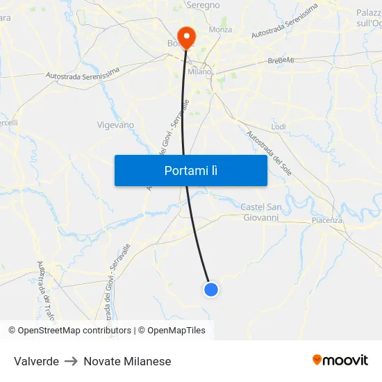 Valverde to Novate Milanese map