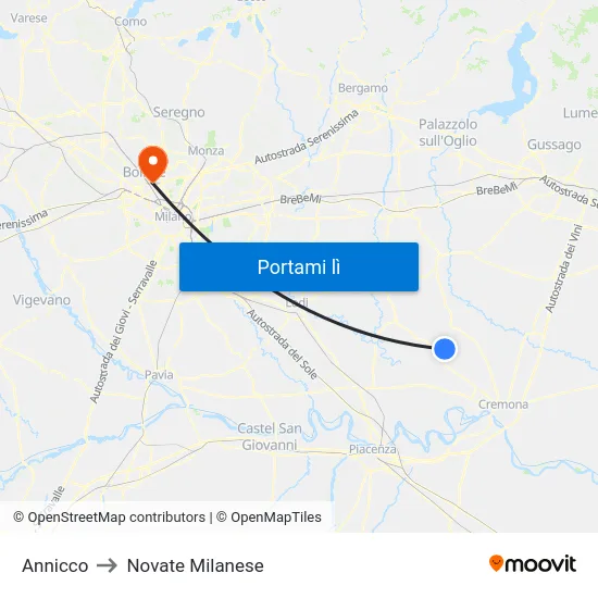 Annicco to Novate Milanese map