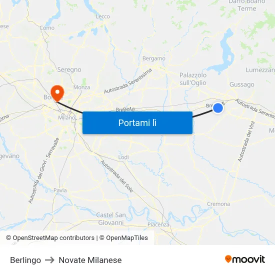 Berlingo to Novate Milanese map
