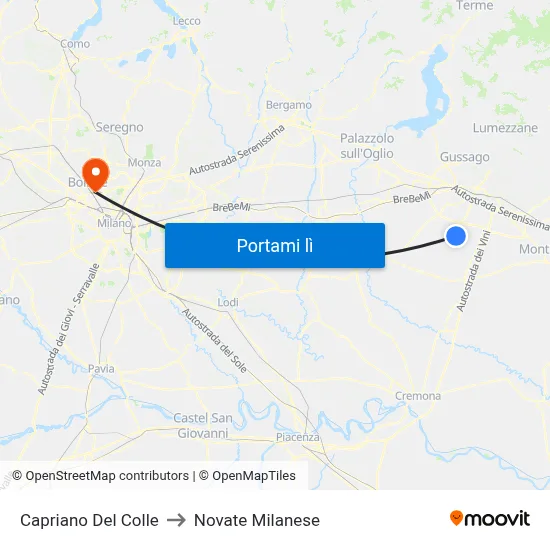 Capriano Del Colle to Novate Milanese map