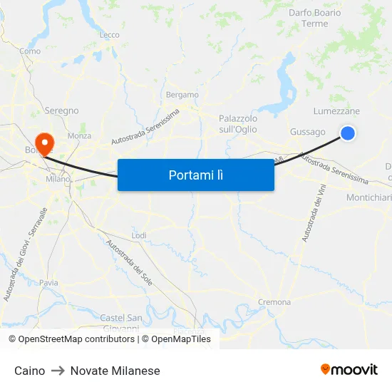 Caino to Novate Milanese map