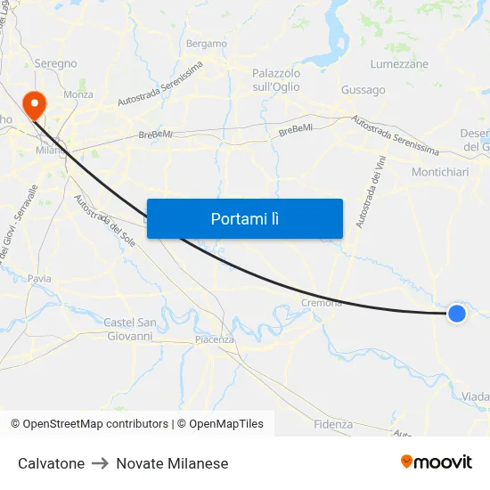 Calvatone to Novate Milanese map