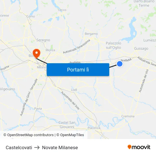 Castelcovati to Novate Milanese map