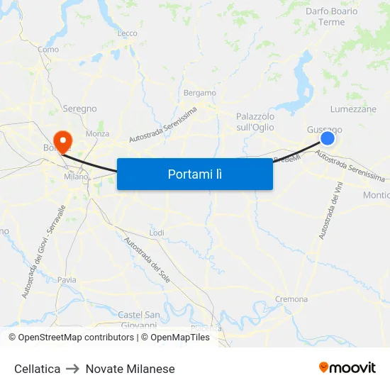 Cellatica to Novate Milanese map