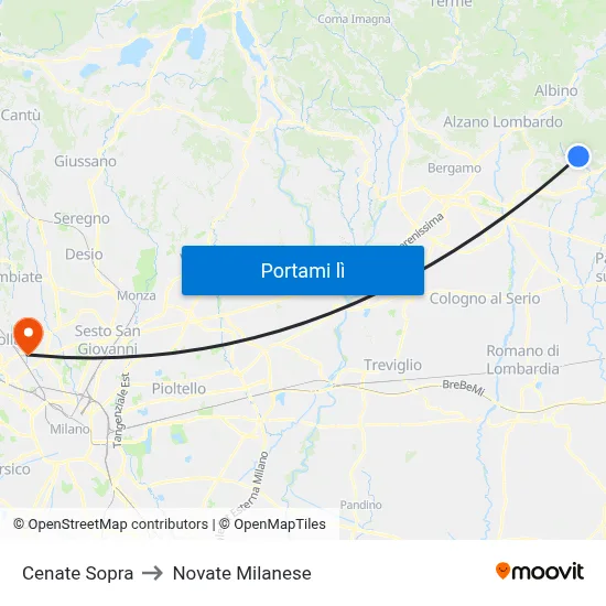 Cenate Sopra to Novate Milanese map