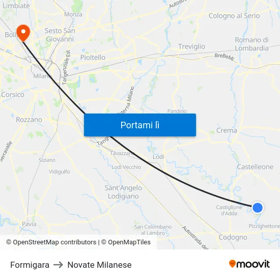 Formigara to Novate Milanese map