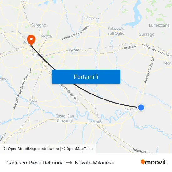 Gadesco-Pieve Delmona to Novate Milanese map