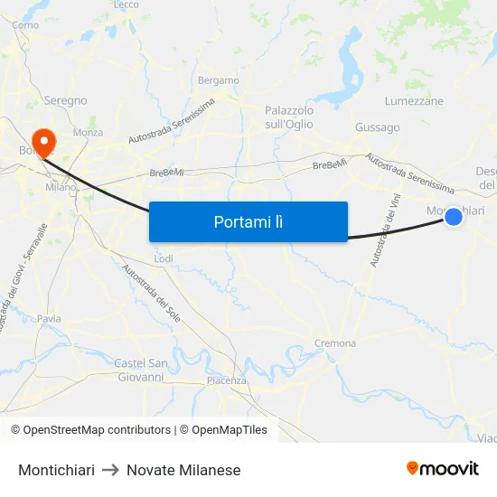 Montichiari to Novate Milanese map