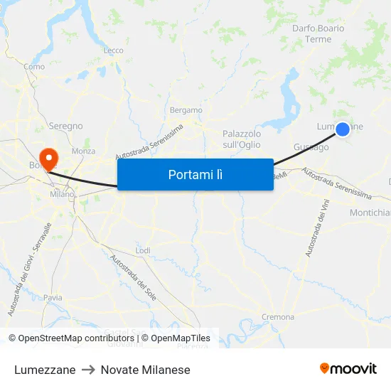 Lumezzane to Novate Milanese map