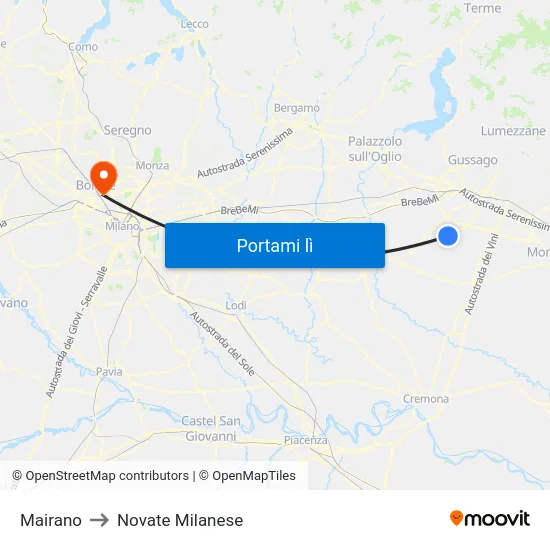 Mairano to Novate Milanese map