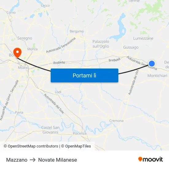 Mazzano to Novate Milanese map