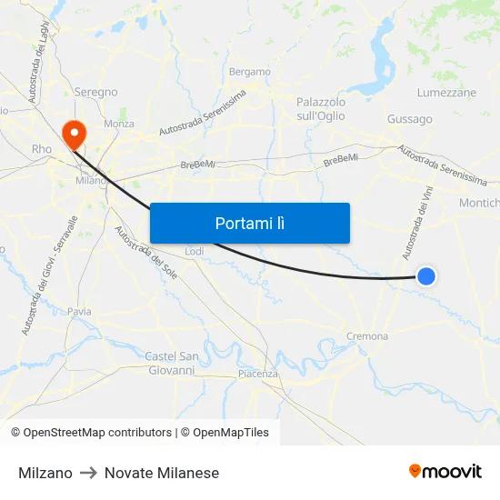 Milzano to Novate Milanese map