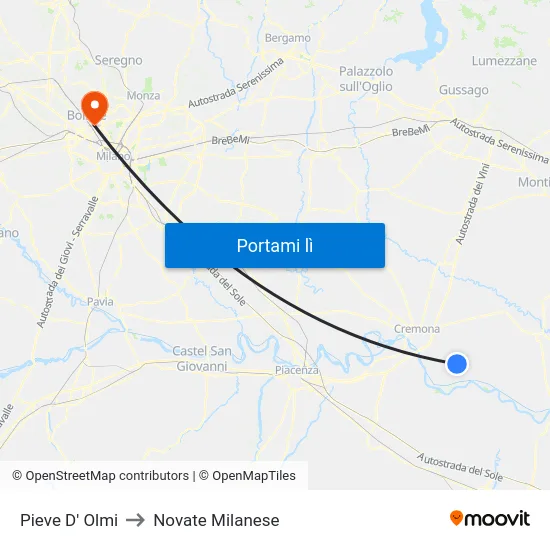 Pieve D' Olmi to Novate Milanese map