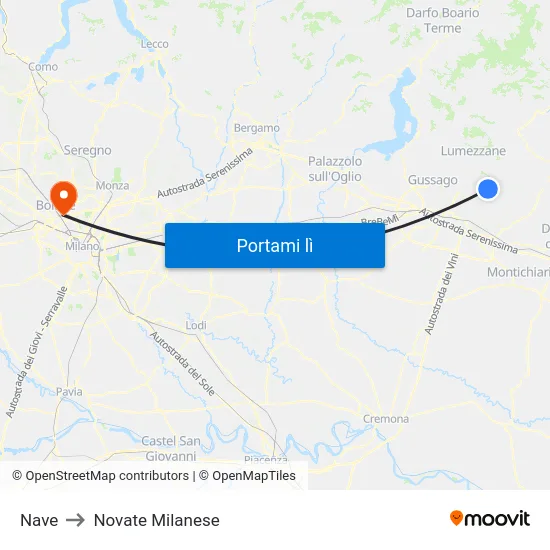 Nave to Novate Milanese map